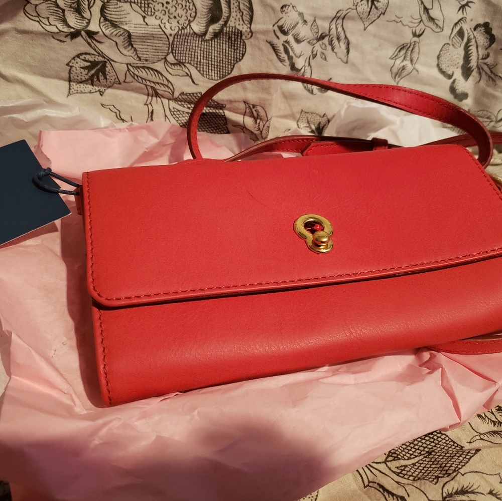 NWT Cole Haan Red Leather Small Crossbody Bag